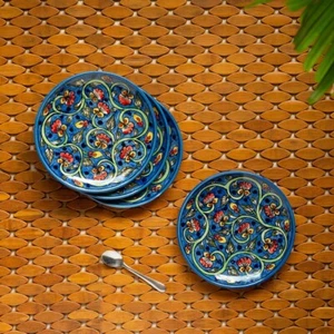 Juego de 4 platos laterales de cerámica pequeños pintados a mano jardines - Imagen 1 de 4