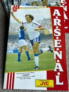 Programa de partidos amistosos internacionales Arsenal v Francia 1989 en excelentes condiciones - Imagen 1 de 4