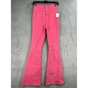 Free People Jayde Cord High Rise Flare Corduroy Pants Size 25 Honey Suckle Pink - Picture 1 of 9