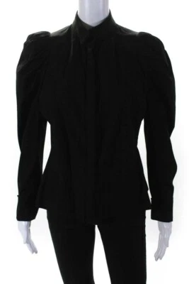 NUEVO SIN ETIQUETAS GIVECHY MANGAS ABULLONADAS ALGODÓN NEGRO CAMISA BLUSA 40/6 Foto 1 de 4