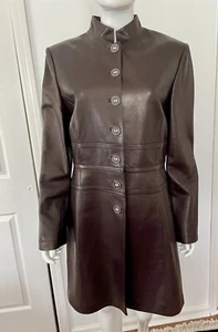 ABRIGO DE CUERO MARRÓN EXPRESSO COLECCIÓN ST. JOHN TALLA 10 NUEVO/DEFECTOS (Ver Fotos) - Imagen 1 de 12