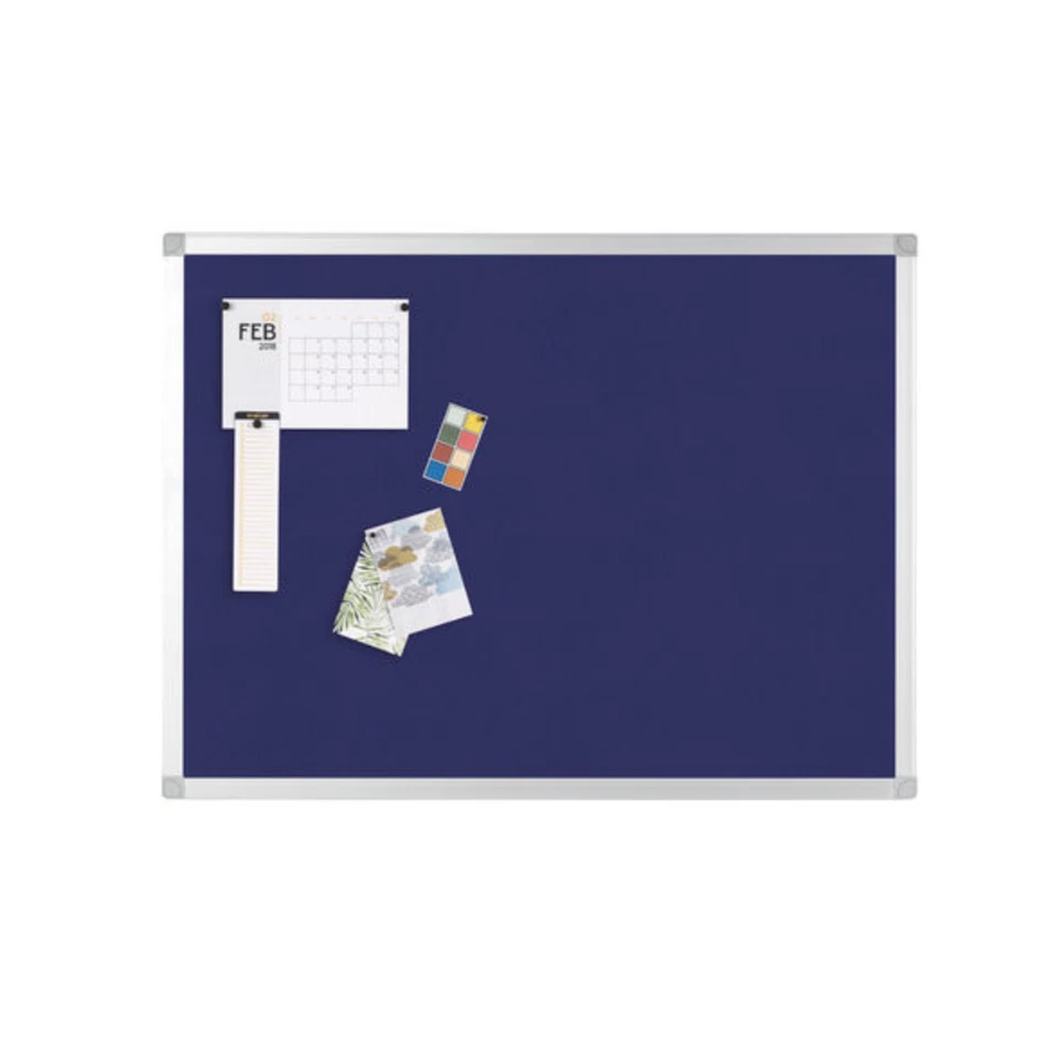 Q Connect Felt Noticeboard Aluminium Frame Blue 900 x 1200 mm - Free 24 h Del