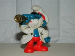 VTG Vintage 1981 Schleich Papa Smurf w/ Telescope PVC Toy Figure Peyo Hong Kong - Picture 1 of 8