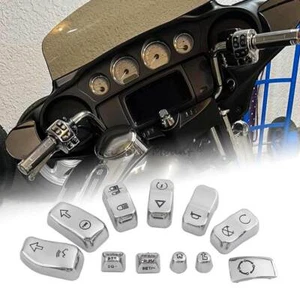 Chrome Hand Control Switch Housing Caps Button For Harley Touring FLHT FLHX FLHR - Picture 1 of 15