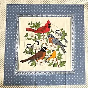 PANNELLO CUSCINO VINTAGE VIP CRANSTON "American Song Birds" tessuto trapunta cotone ~ come nuovo - Foto 1 di 13
