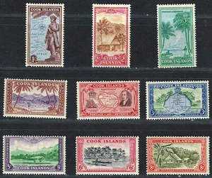 COOK ISLAND 1949 VF Mint Stamp Set Scott # 131/140 Damage back -see picture - Picture 1 of 3