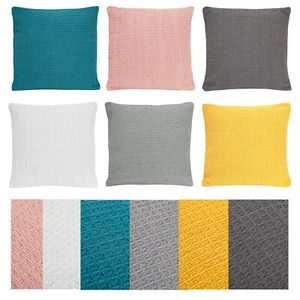 Waffle Cotton Large Cushions With Cover 60 x 60cm Scatter Pad Living Room Sofa - Picture 1 of 7