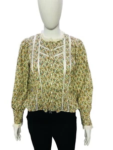 Doen Women's Floral Printed Crochet Embroidered Laced Cotton Blouse Tunic Top XS - Picture 1 of 12
