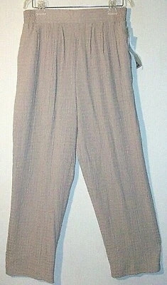 NWT Ladies 12 SHORT Beige Light Tan Crinkle Summer PANTS N. McNaughton MSRP $48 - Image 1 of 4