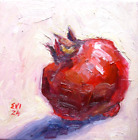 Pomegranate Fruit Still life Original oil painting Wall art Canvas 8x8 inches