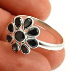 Black Cubic Zirconia Cocktail Vintage Ring Size S 925 Sterling Silver M6