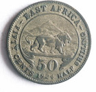 1924 East Africa 50 Cents - High Quality Rare Exotic Silver Coin - Lot #A26