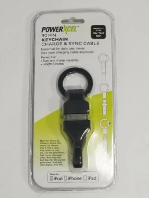 30-Pin Keychain Charge Sync Cable Perfect for on the Go iPod iPhone iPad - Image 1 of 2