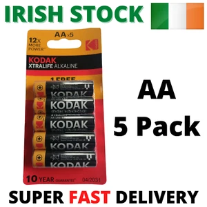 AA Batteries 5 Pack KODAK XTRALIFE ALKALINE 1.5V Battery Remotes, Lights, Toys - Imagen 1 de 4