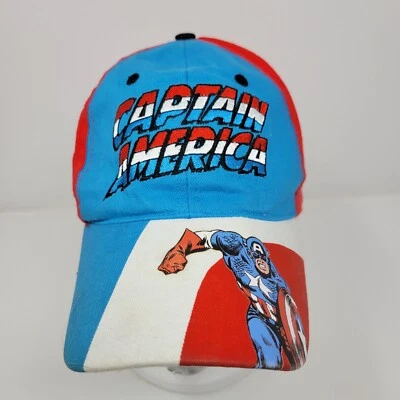 Marvel Captain America Hat Boys Adjustable Strapback Red White Blue Superhero - Image 1 of 4