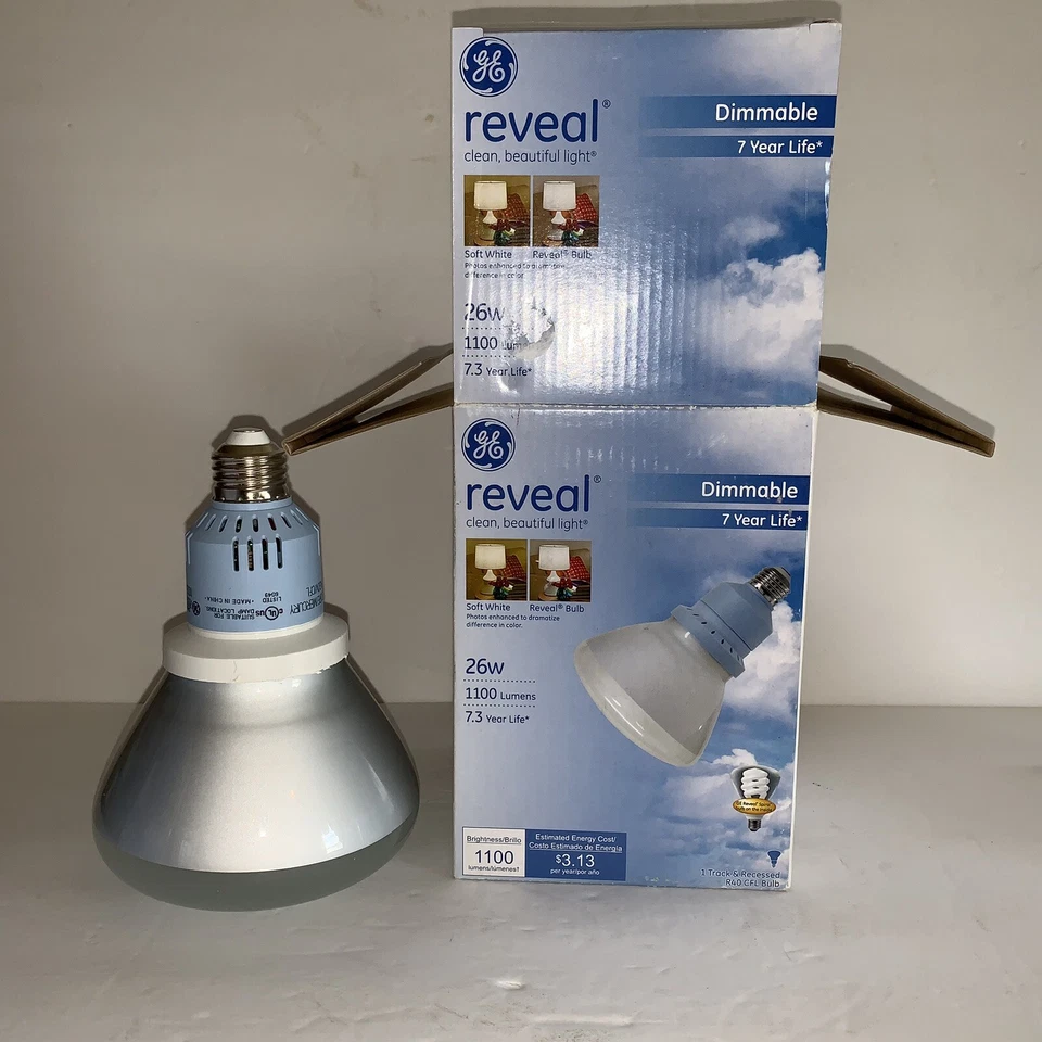 GE Reveal Dimmable Bulb 26 Watt 7.3 Year Life Nob E8 - Image 1 of 4