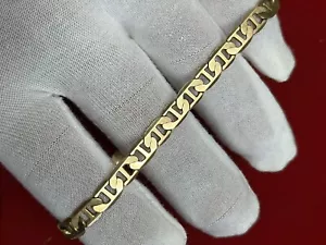 "Bracciale Uomo Giallo Italiano 14K Oro Cubano 8"" - Foto 1 di 7