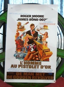 1974 The Man with the Golden Gun ORIGINAL BELGIAN POSTER James Bond 007 Unfolded - Imagen 1 de 3