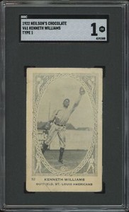1922 NEILSON'S CHOCOLATE KEN WILLIAMS 52 POOR V61 TYPE 1 SGC 1 ST. LOUIS BROWNS