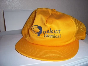 Quaker Chemical Trucker Hat Cap Yellow Snap Back Crown - Picture 1 of 4