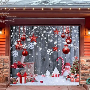 Christmas Garage Door Decorations Xmas House Decor Banner Snowman 7X8Ft Cover - Picture 1 of 12