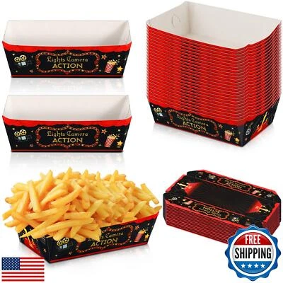 Tegeme 30 Pieces Movie Night Snack Trays Party Supplies Red Nacho Paper Food  Foto 1 de 4