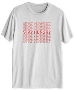 $35 Jem Men's White Short-Sleeve Graphic Stay Hungry Crew-Neck T-Shirt Size L - Picture 1 of 1