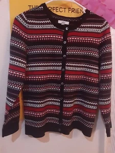 Ladies women Croft&Barrow size XS extra small black red white cardigan - Picture 1 of 3