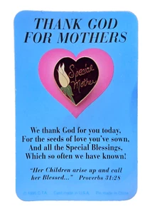 "Special Mother" Gold Tone Red Heart Pin Brooch w/Tulip On Card w/Scripture, NEW - Picture 1 of 8