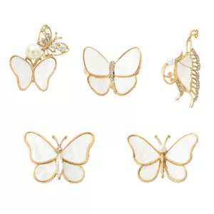 5Pcs Butterfly Brooch Pin Alloy for Dress Bouquet Wedding Clothes Jewelry Decor - Picture 1 of 9