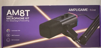 Fifine Ampligame AM8T USB Gaming Microphone Kit For Streaming & Podcasting WHITE - Image 1 of 4