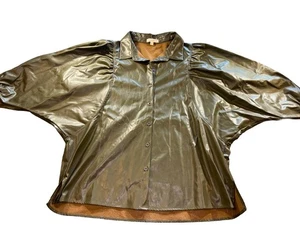 Shop Stevie Damen große oliv PVC Jacke Puffärmel Style IT15372 Herbst - Bild 1 von 7