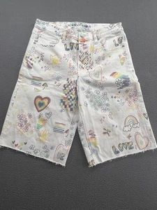 American Eagle Baggy Bermuda Shorts Womens 6 Pride Love Rainbow Stretch Jean - Picture 1 of 13