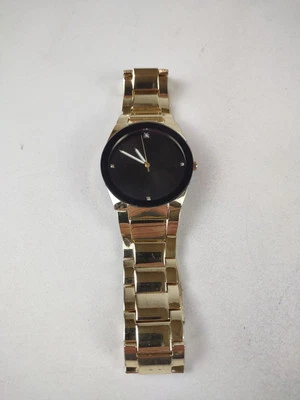 Reloj Hombre Esfera Negra Tono Dorado - Batería Nueva Foto 1 de 4