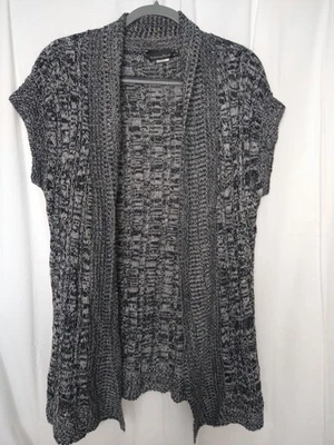 Vintage Brittany Black Size Large Knit Cardigan short sleeve open front made USA - Image 1 of 4