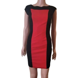 Abito Divano Vintage Donna M Rosso Nero Bodycon USA Elasticizzato Corto Colorblock Anni 90 80 - Foto 1 di 23