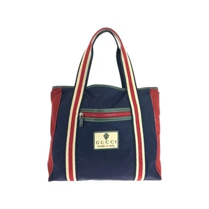 GUCCI Web Stripe Crest 189665 Tote Bag Schultertasche Navy Rot Grün Nylon GG - Bild 1 von 10