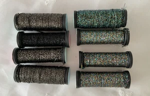 Kreinik Needlepoint Fibers Threads Lot of 8 Black and Multicolor Assorted Braids - Picture 1 of 2