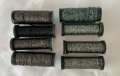 Kreinik Needlepoint Fibers Threads Lot of 8 Black and Multicolor Assorted Braids - Image 1 of 2