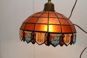 Lampada a sospensione vintage 10" Heileman's Old Style birra plastica stile Tiffany luce - Foto 1 di 7
