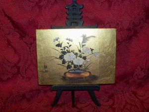 Vintage Lenwile Ardalt Artware Japan Floral Painting On Board With Stand 7"x5" - Picture 1 of 6
