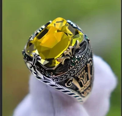 Anillo Hombre Color Plata Hecho a Mano con Detalle - 5 Colores Impresionantes, Multi-SILV Foto 1 de 4