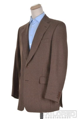 PAUL STUART Brown Plaid Check 100% Wool Mens Blazer Sport Coat Jacket - 42 L - Image 1 of 4