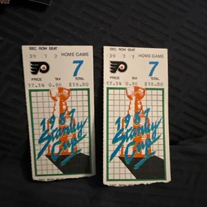 MIKE BOSSY LAST NHL GM* CLINCHER! 5/2/87 ISLANDERS/FLYERS 2 PLAYOFF TICKET STUBS - Picture 1 of 3