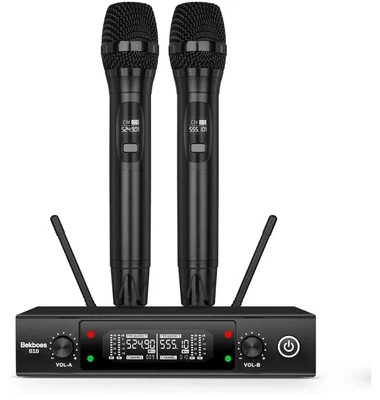 BEKBOES Professional Dual Dynamic Handheld Wireless Microphones 328ft Range S10 - Image 1 of 4