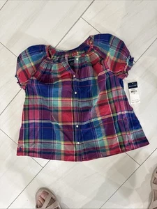 NWT Polo Ralph Lauren Girls Sz 10 Plaid Cotton Top Shirt - Picture 1 of 7
