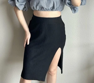 Falda De Colección Y2K Debut Talla 1X Abertura Lateral Cintura Alta Cápsula Capricho Neutro - Imagen 1 de 8