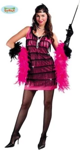 Guirca Costume Carnevale da Charleston Rosa e Nero Vestito Taglia Unica Donna - Foto 1 di 1