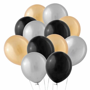 Bulk Silver Gold & Black 11" Latex Balloon Assortment - Picture 1 of 3