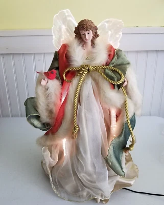 Vintage Color Changing Fiber Optics Angel Tree Topper Tabletop Christmas Holiday - Image 1 of 4